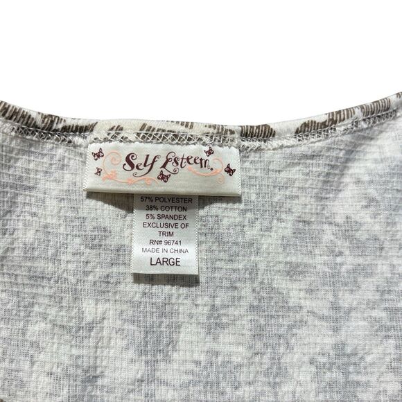 y2k self esteem milkmaid lace runched top babydoll sz L - Picture 7 of 7